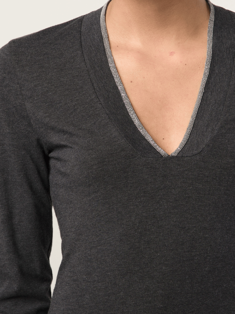 BRUNELLO CUCINELLI-Monili Detail Long Ribbed Tee-