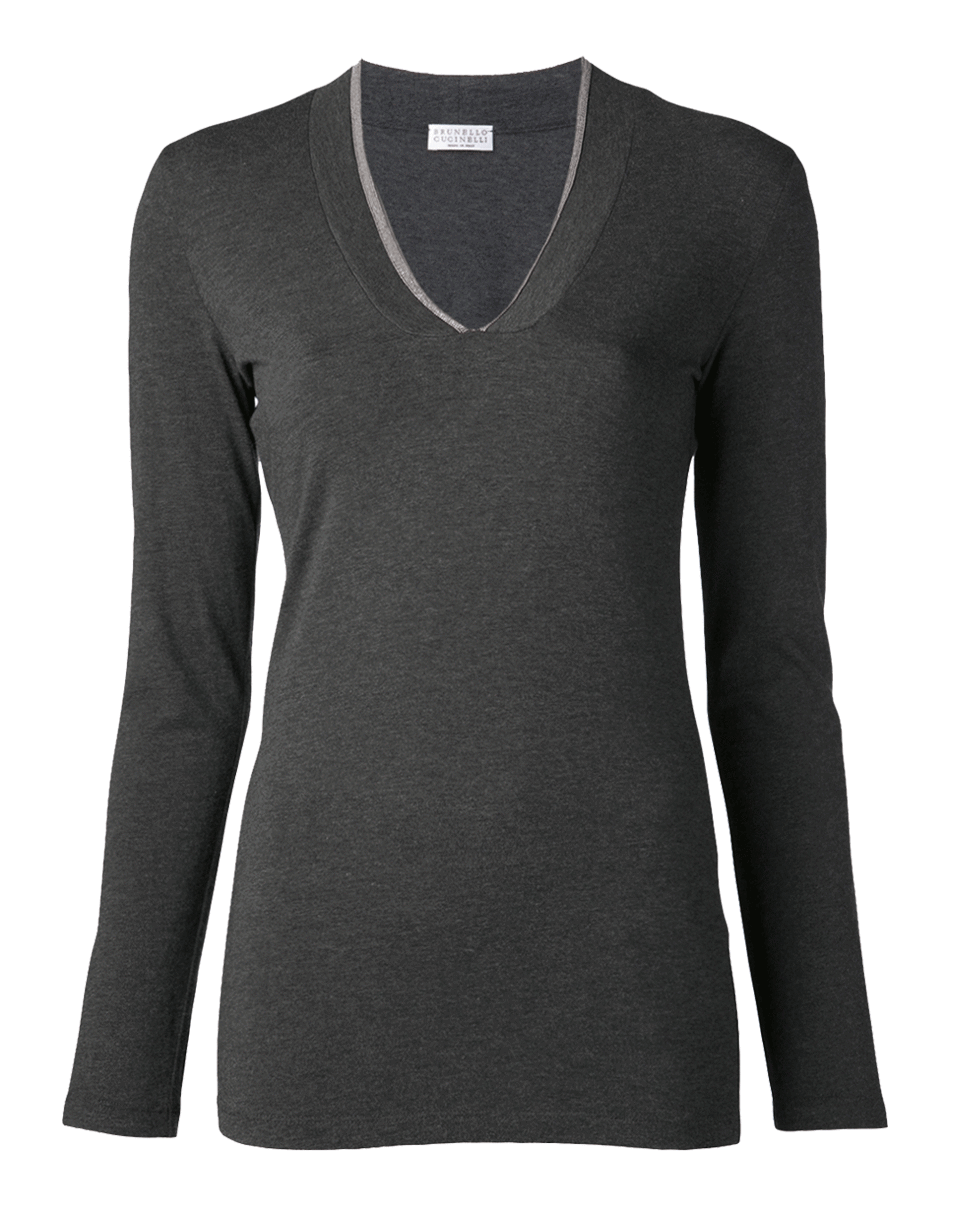 BRUNELLO CUCINELLI-Monili Detail Long Ribbed Tee-
