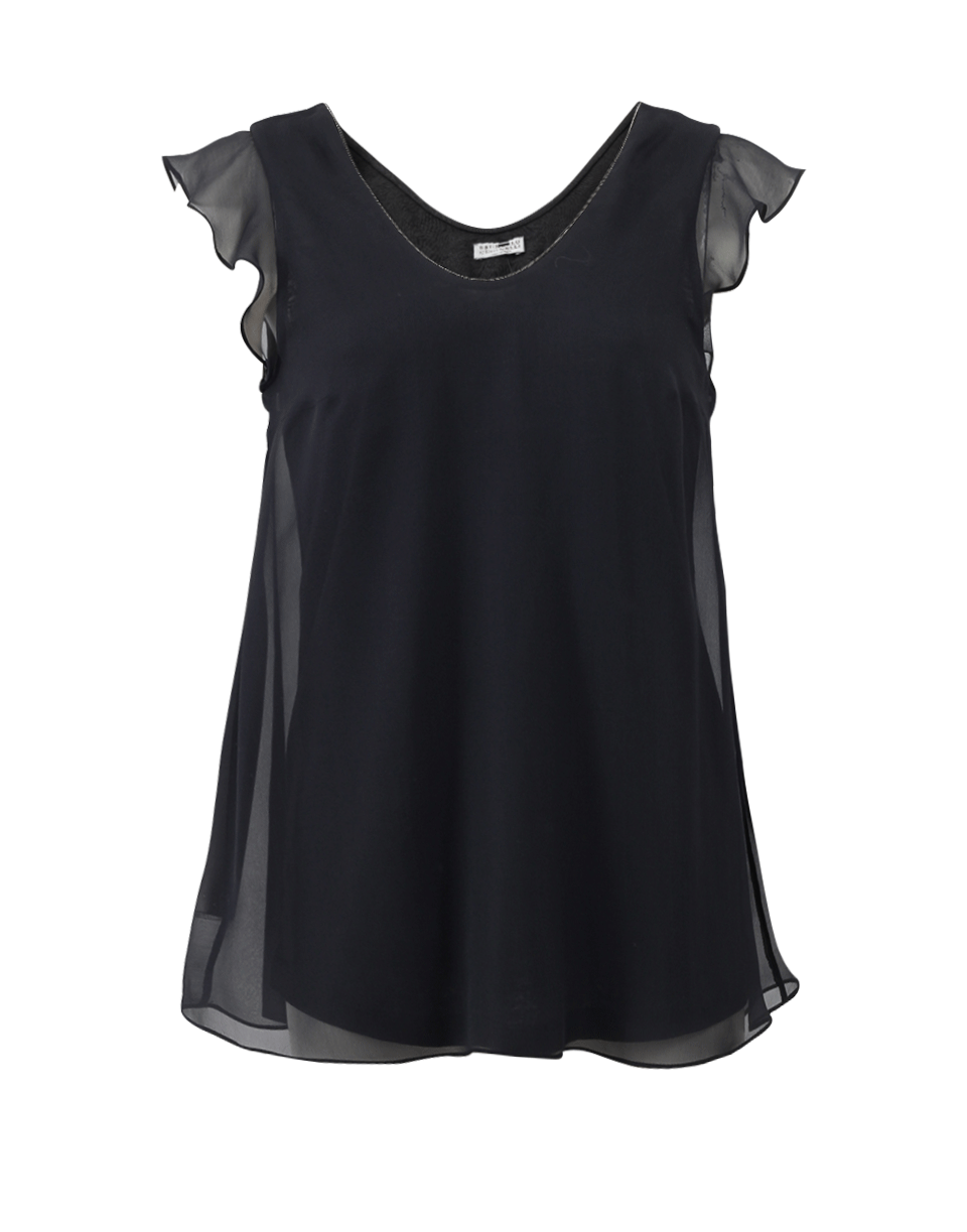 BRUNELLO CUCINELLI-Ruffle Overlay T-Shirt-