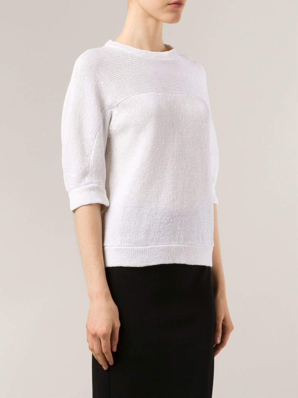 BRUNELLO CUCINELLI-Curved Chest Silk Knit Tee-