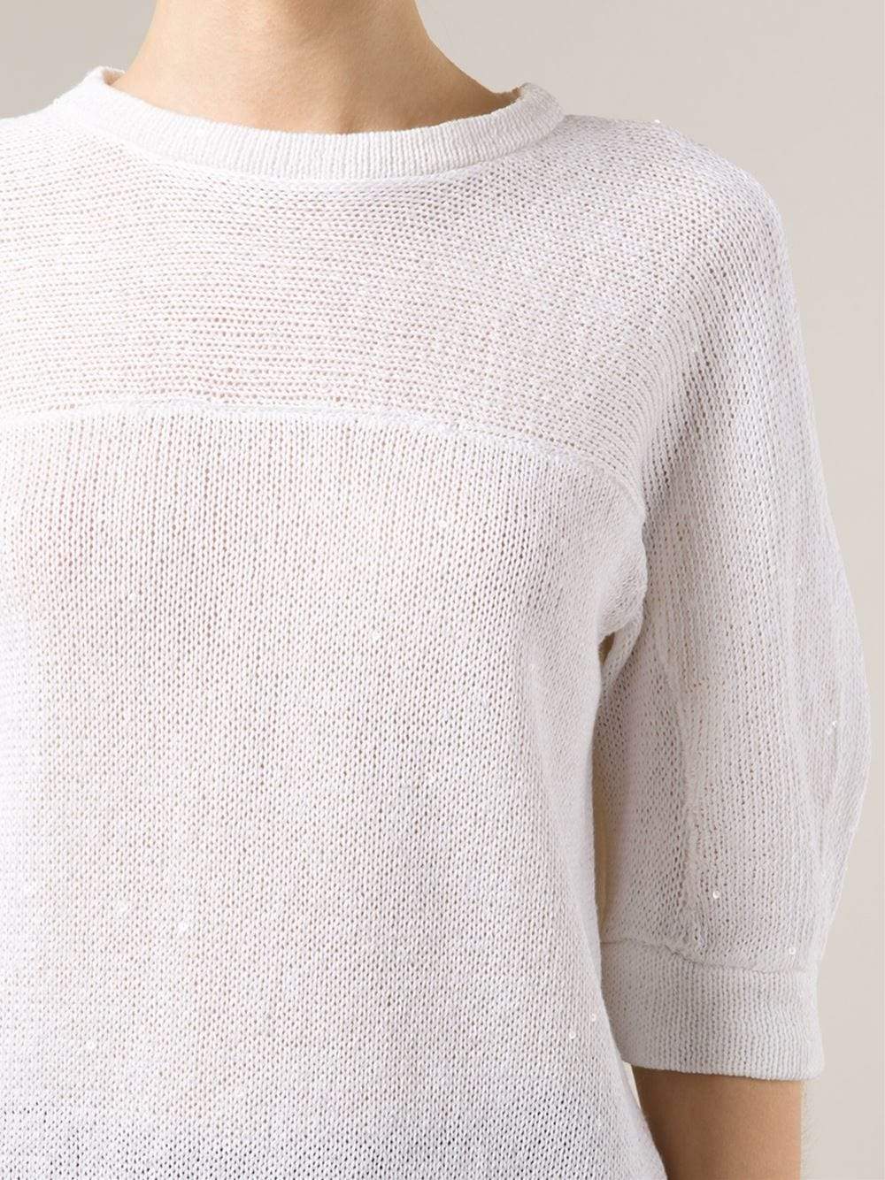 BRUNELLO CUCINELLI-Curved Chest Silk Knit Tee-