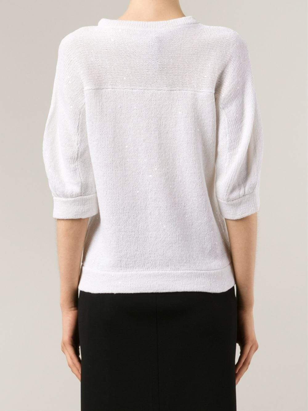 BRUNELLO CUCINELLI-Curved Chest Silk Knit Tee-