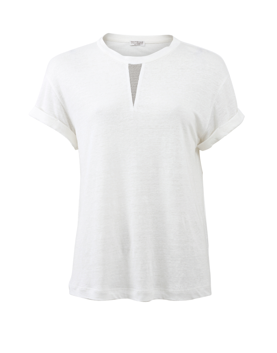 BRUNELLO CUCINELLI-Linen Rolled Sleeve T-Shirt-