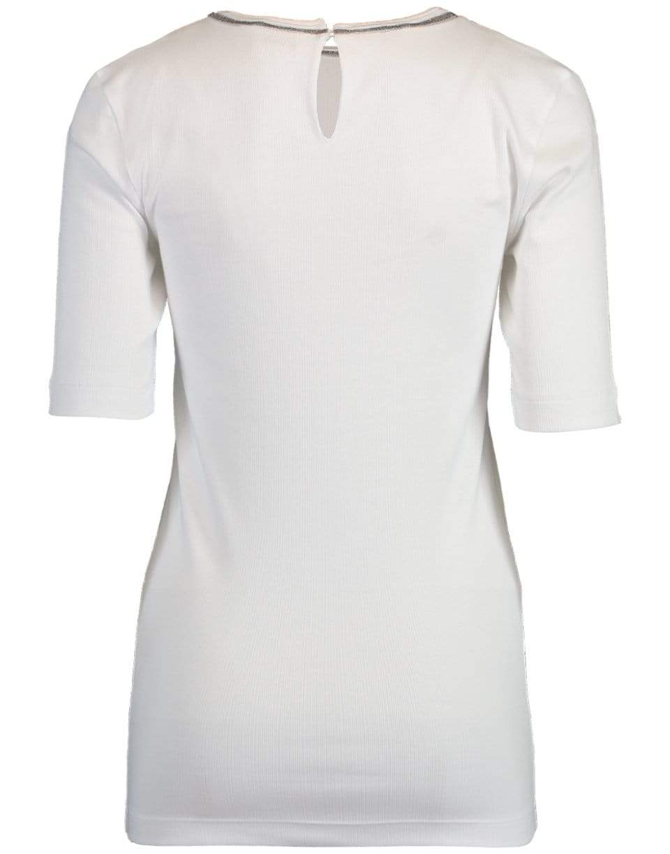 BRUNELLO CUCINELLI-Cotton Elbow Sleeve Top-