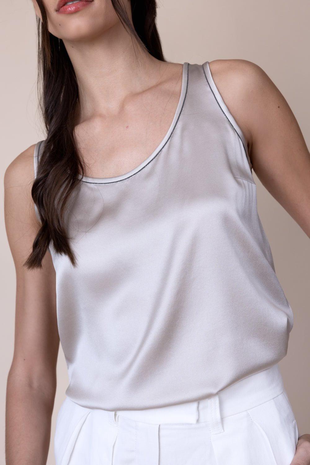 BRUNELLO CUCINELLI-Monili Trim Scoopneck Tank-