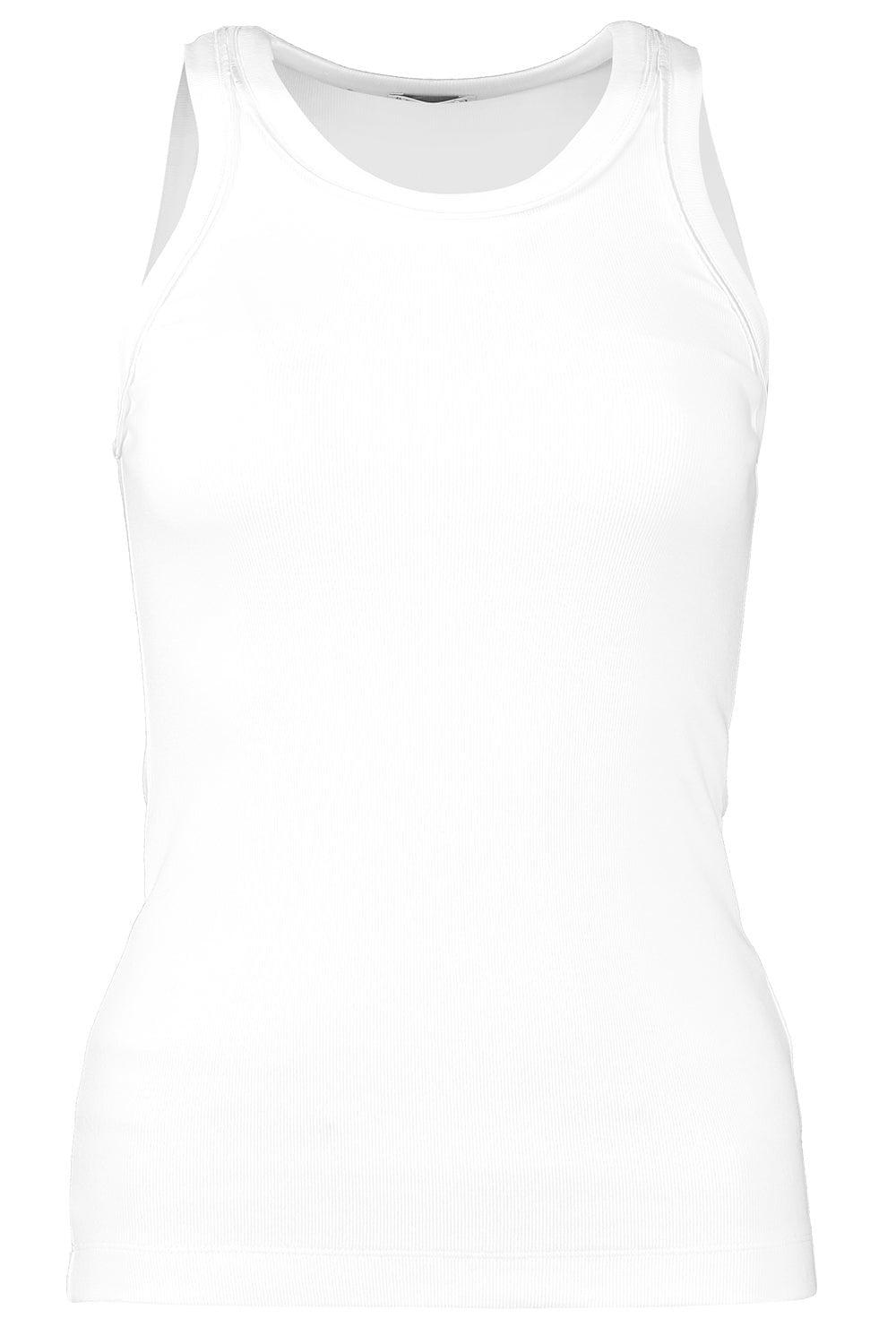 BRUNELLO CUCINELLI-Satin Trim Tank - Bianco-