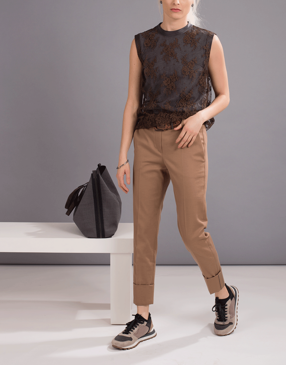 BRUNELLO CUCINELLI-Lace Overlay Jersey Tank-