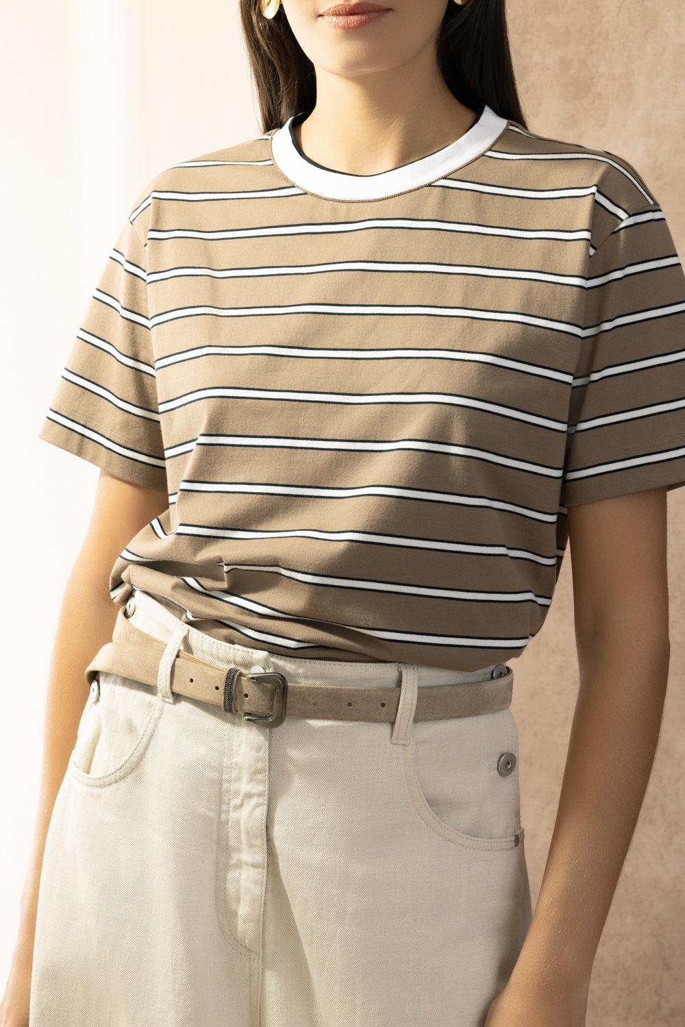 Wide Stripe Collar Shirt-STRIPE-XS-CLOTHINGTOPTANK-BRUNELLO CUCINELLI