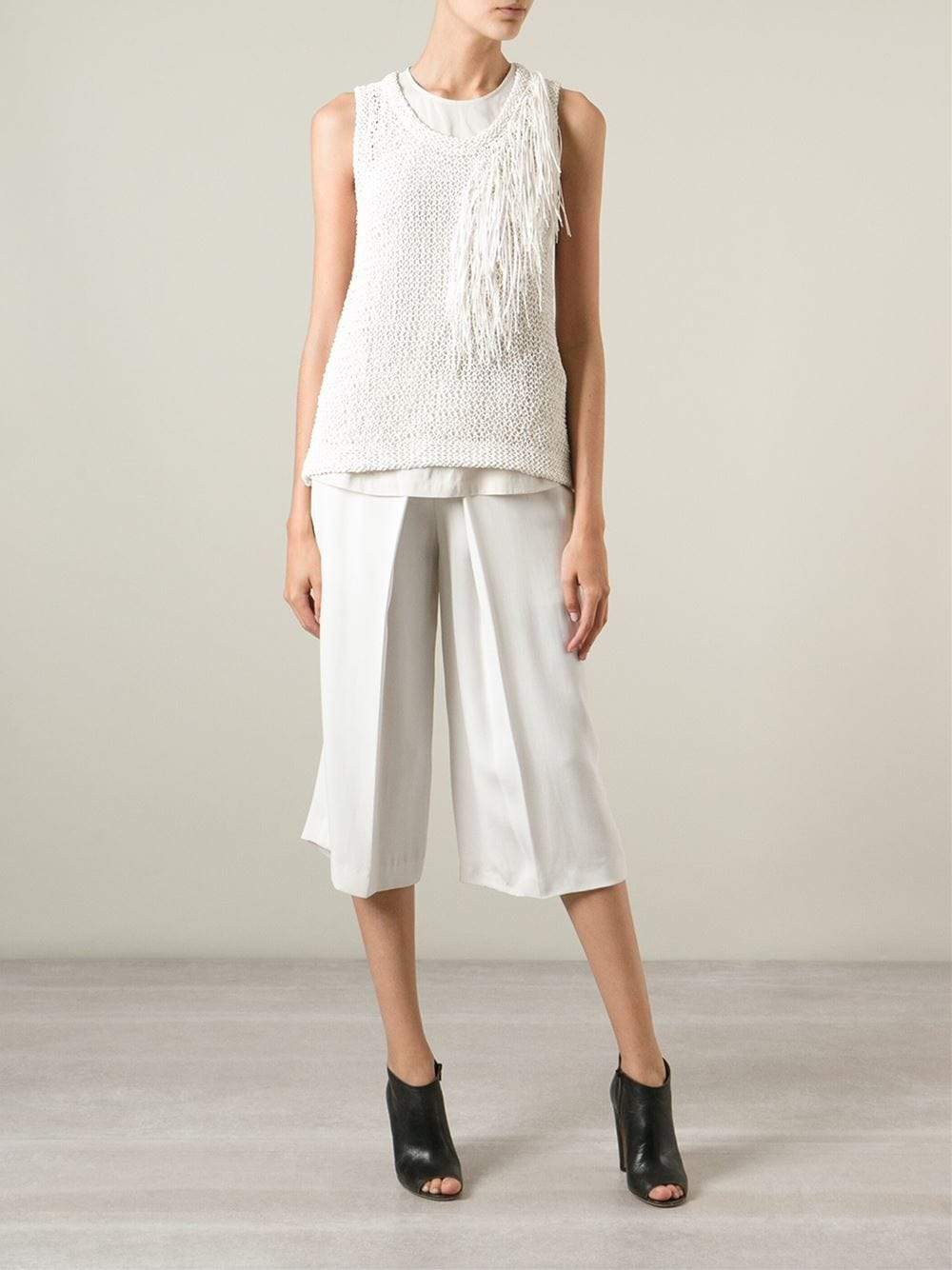 BRUNELLO CUCINELLI-Fringe Detail Macrame Tank-