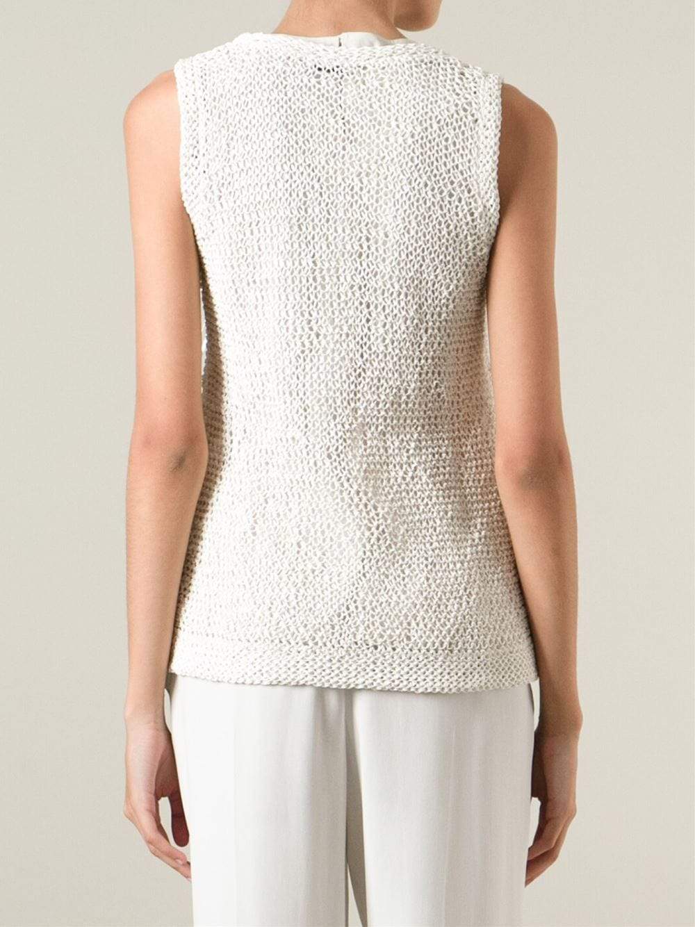 BRUNELLO CUCINELLI-Fringe Detail Macrame Tank-