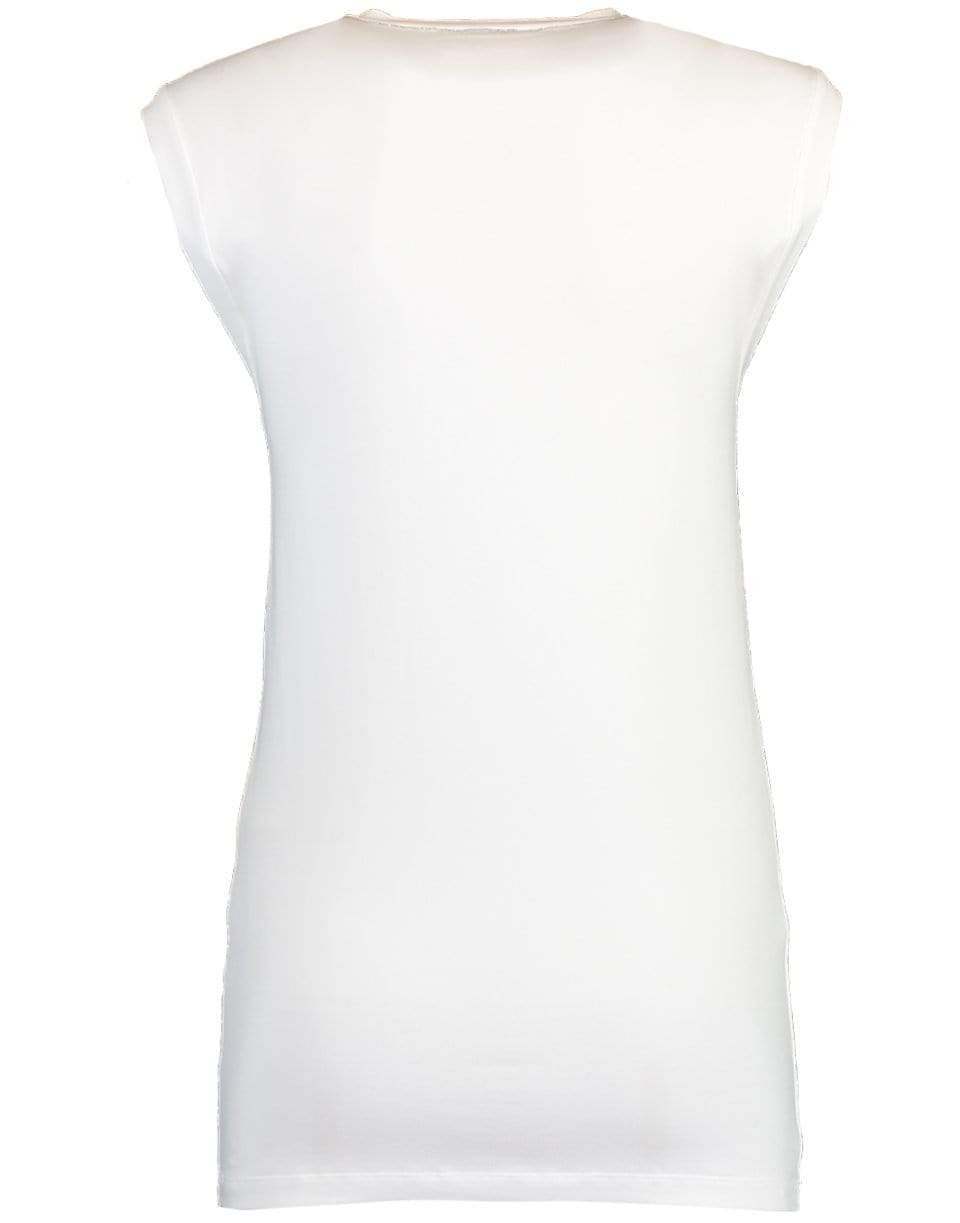 BRUNELLO CUCINELLI-White Cotton Stretch Tank Top-WHITE