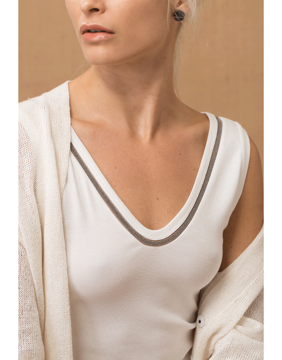 BRUNELLO CUCINELLI-Scoopneck Ribbed Tank-