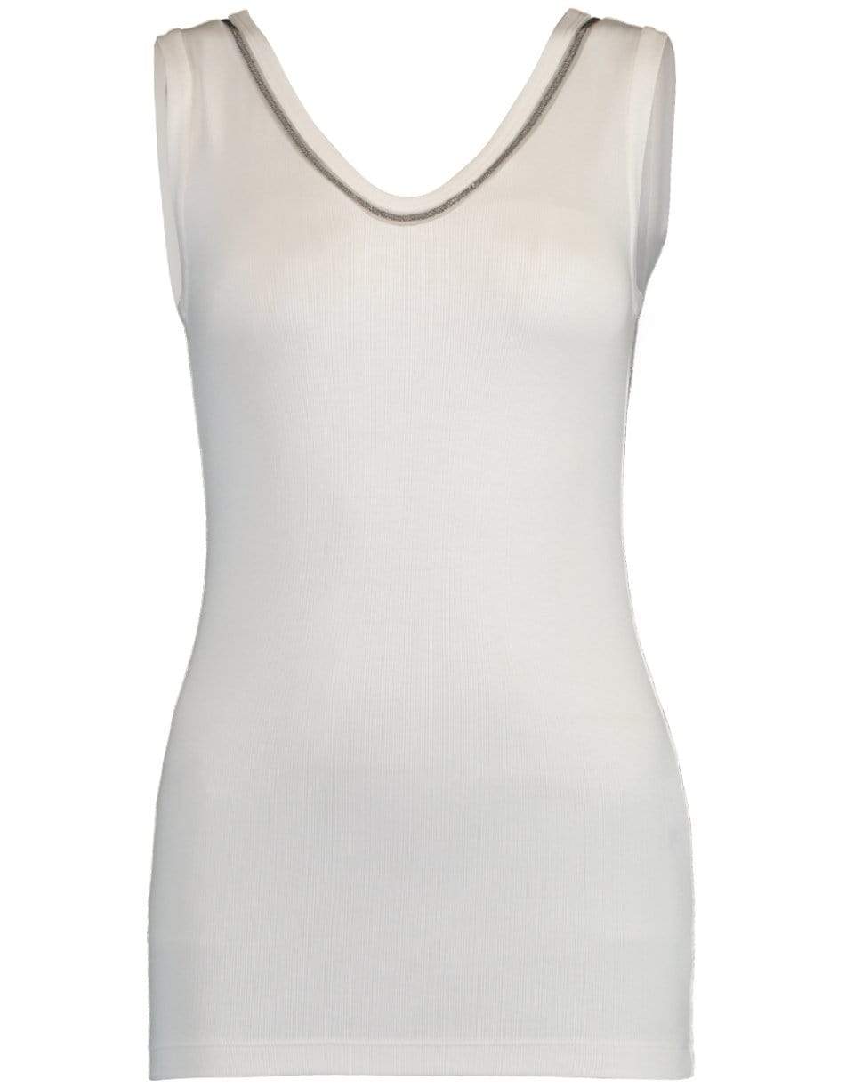 BRUNELLO CUCINELLI-Scoopneck Ribbed Tank-