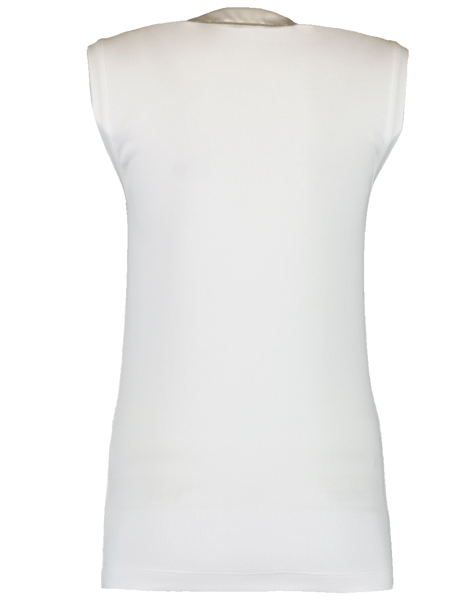 BRUNELLO CUCINELLI-Satin Neck Ribbed Tank Top-