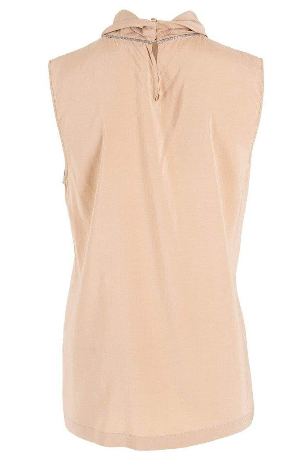 BRUNELLO CUCINELLI-Sleeveless Tunic with Infinity Necklace-BROWN