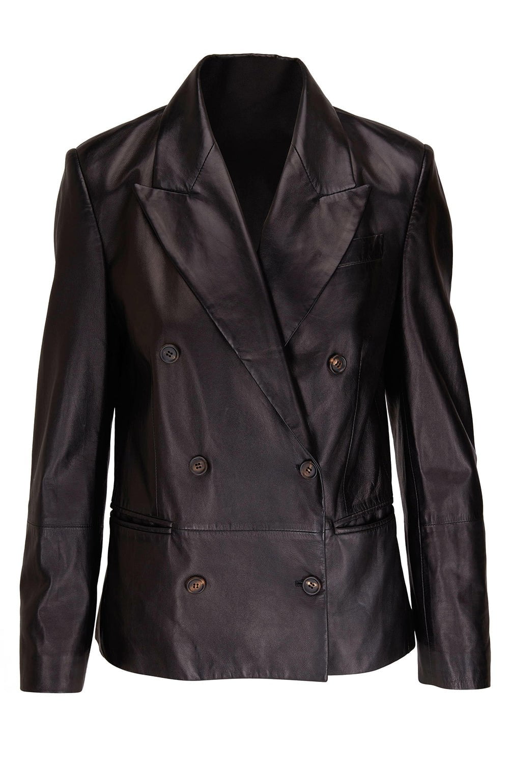 Double Breasted Leather Jacket | BRUNELLO CUCINELLI – Marissa