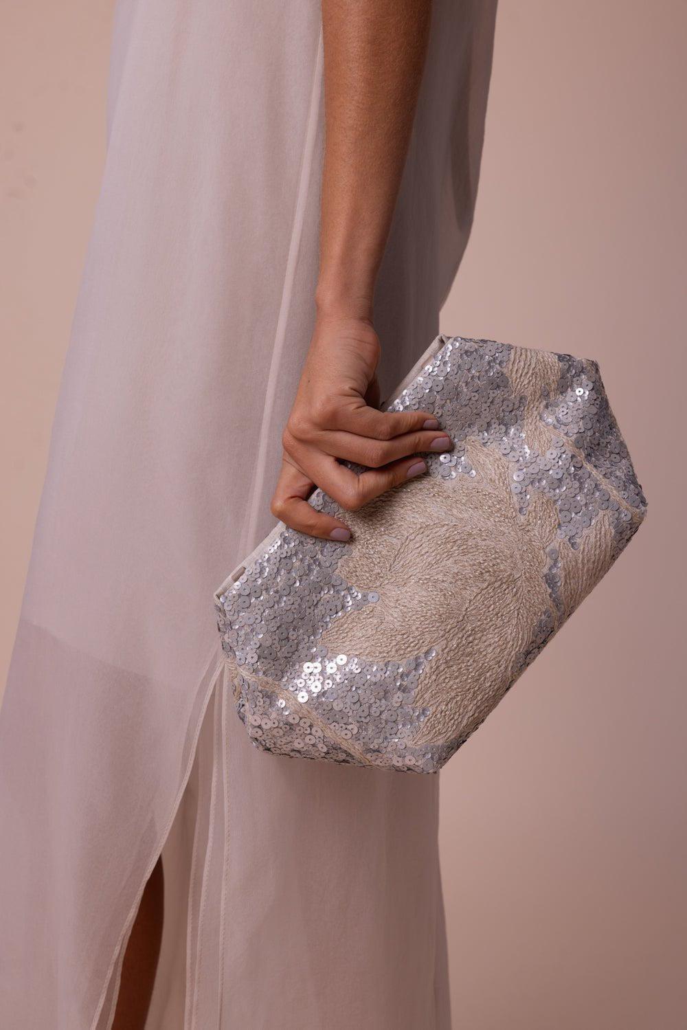 BRUNELLO CUCINELLI-Magnolia Embroidery Bag-BGESILVR