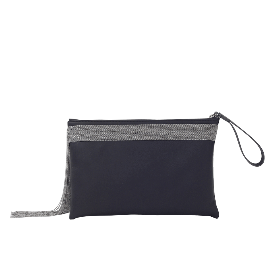 BRUNELLO CUCINELLI-Monili Fringe Clutch-BLACK