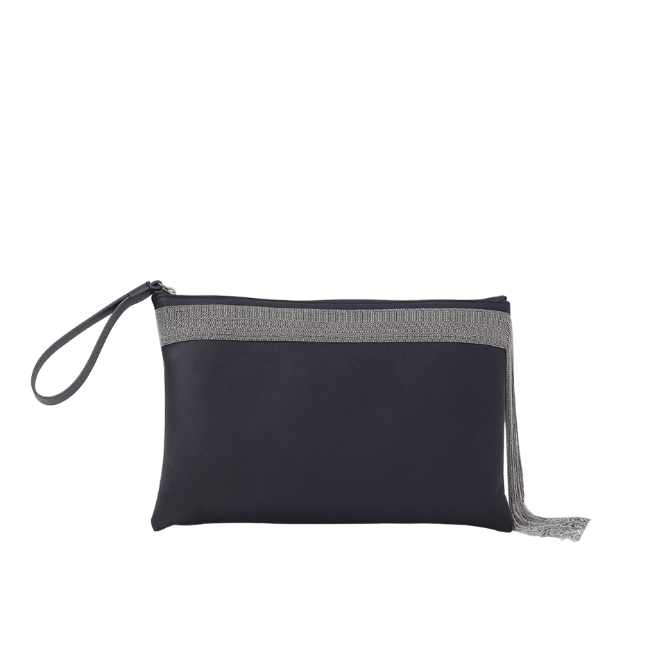 BRUNELLO CUCINELLI-Monili Fringe Clutch-BLACK