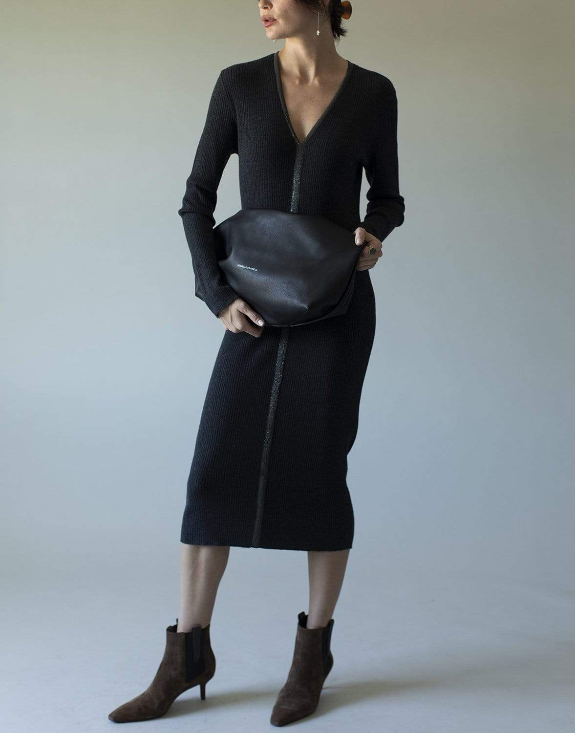 BRUNELLO CUCINELLI-Soft Matte Nappa Leather Hobo Bag-BLACK