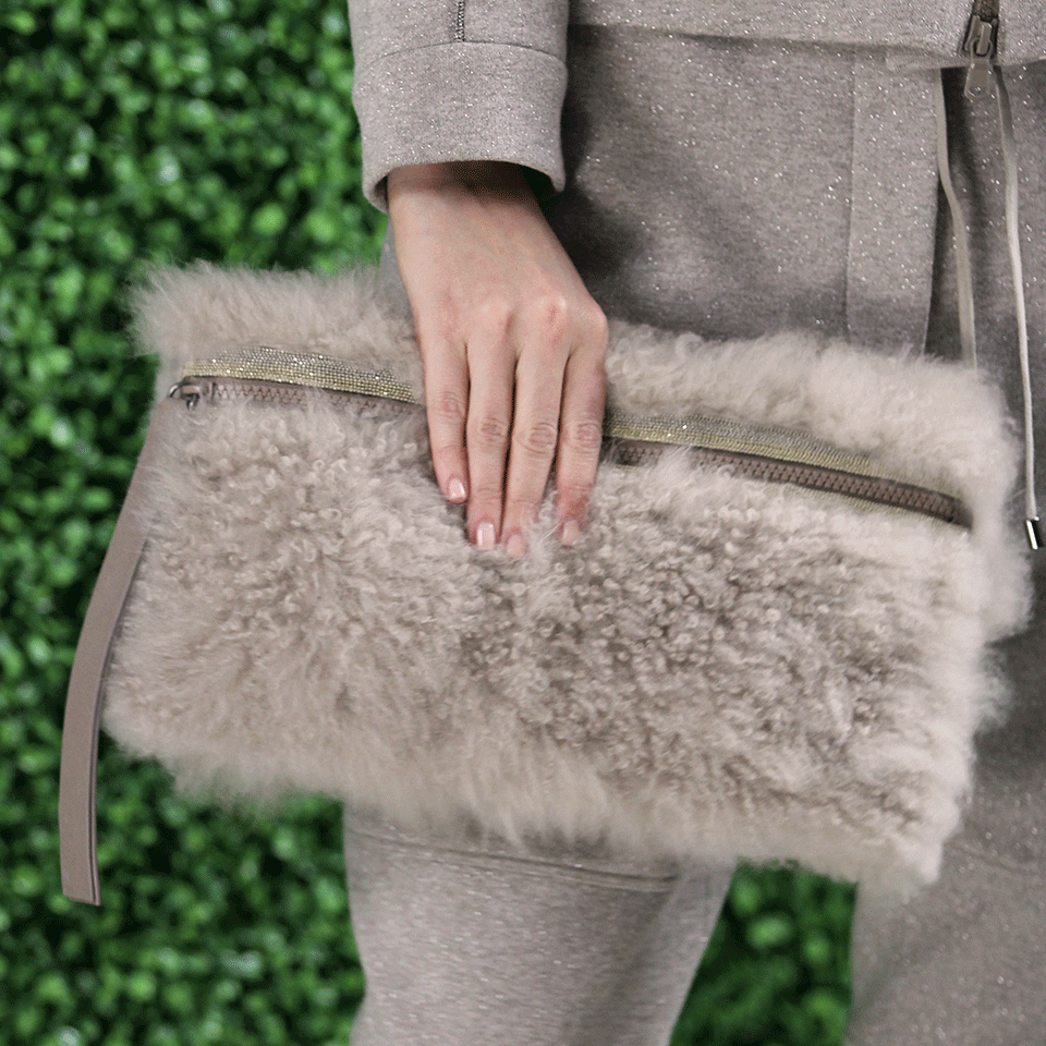 BRUNELLO CUCINELLI-Cashmere Fur Clutch-BRAN
