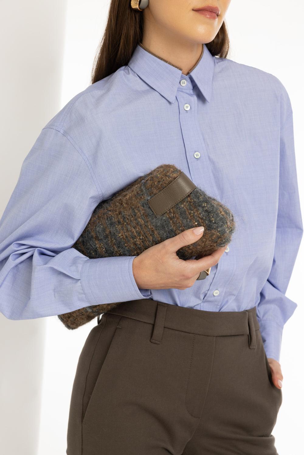 Dazzling Prince Of Wales Essence Pouch Bag-BROWN MULTI-O/S-HANDBAGCLUTCHES-BRUNELLO CUCINELLI