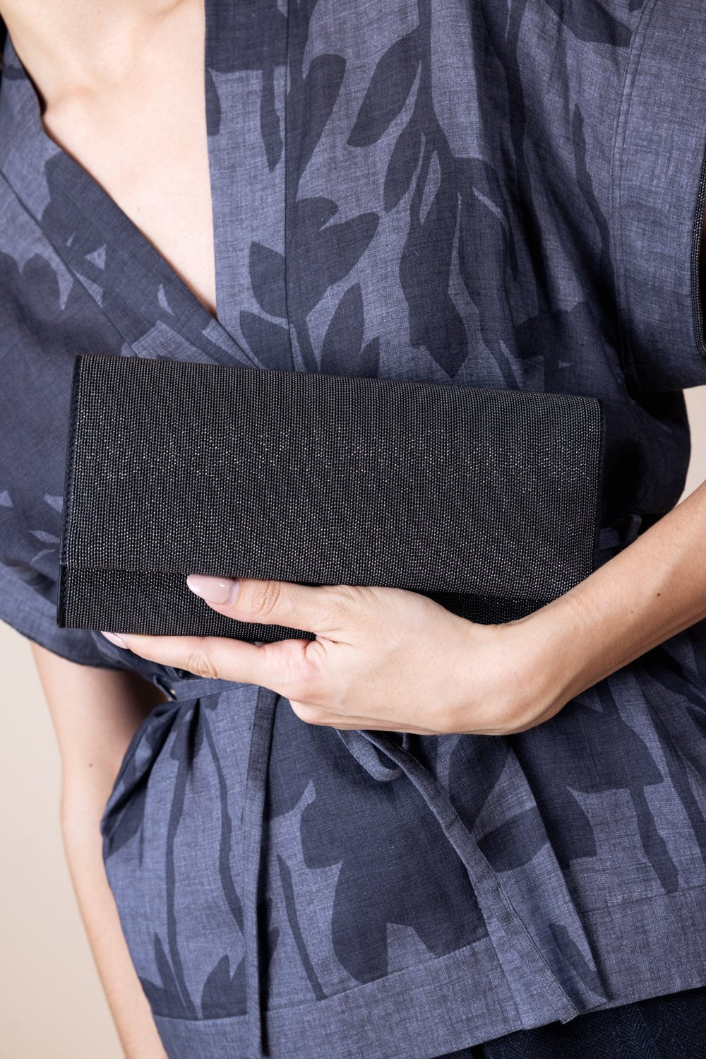 BRUNELLO CUCINELLI-Precious Clutch - Black-CHARCOAL