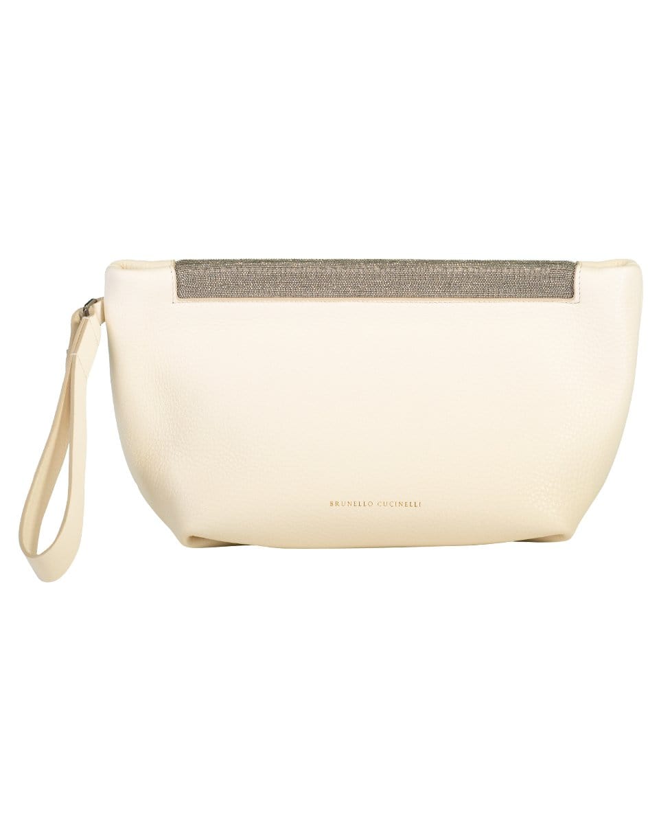 BRUNELLO CUCINELLI-Textured Leather Wristlet-MERINGA