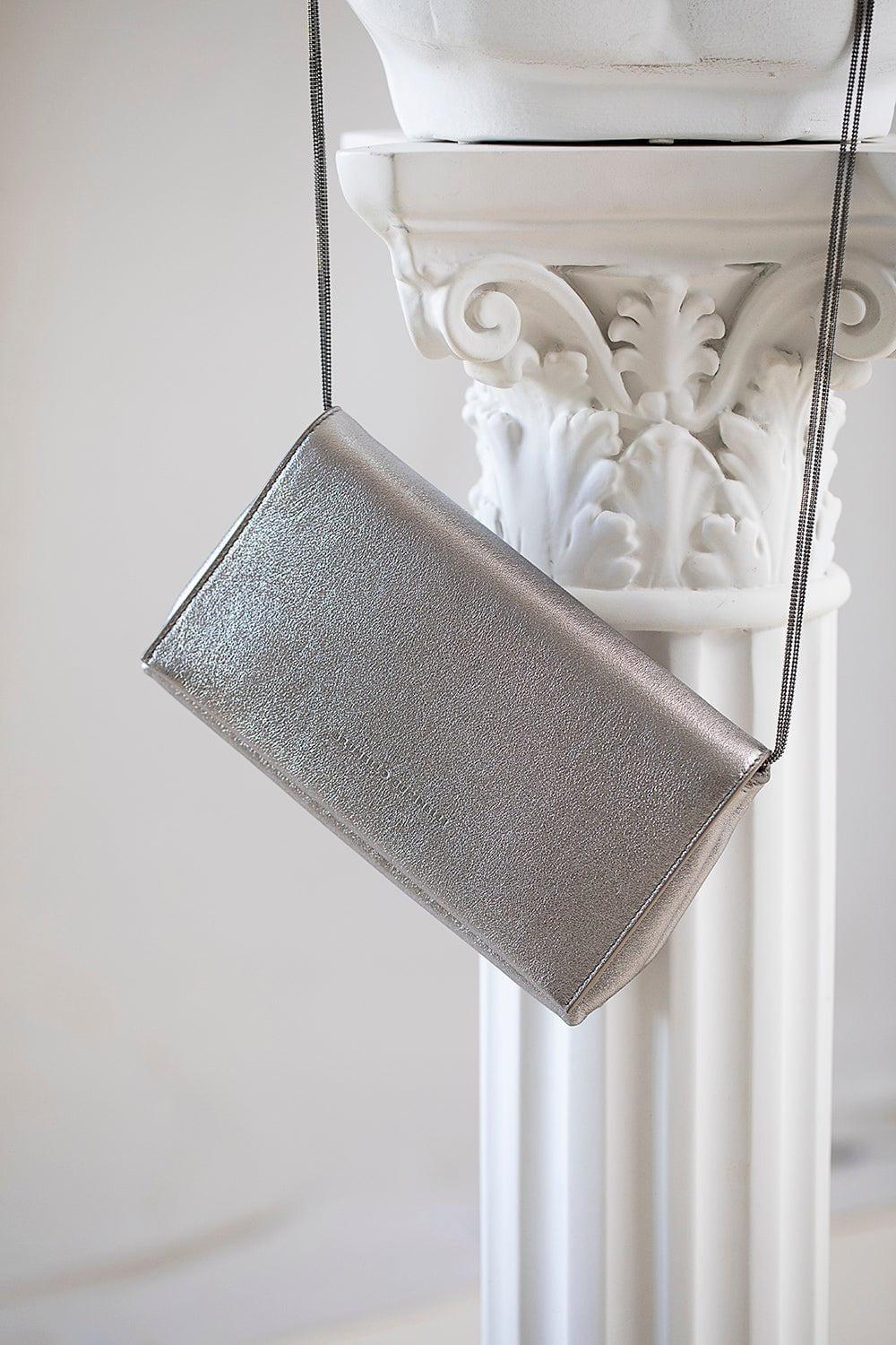 BRUNELLO CUCINELLI-Metallic Clutch - Titanium-TITANIUM
