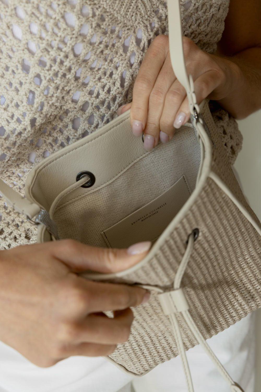 BRUNELLO CUCINELLI-Raffia Bucket Bag-BEIGE