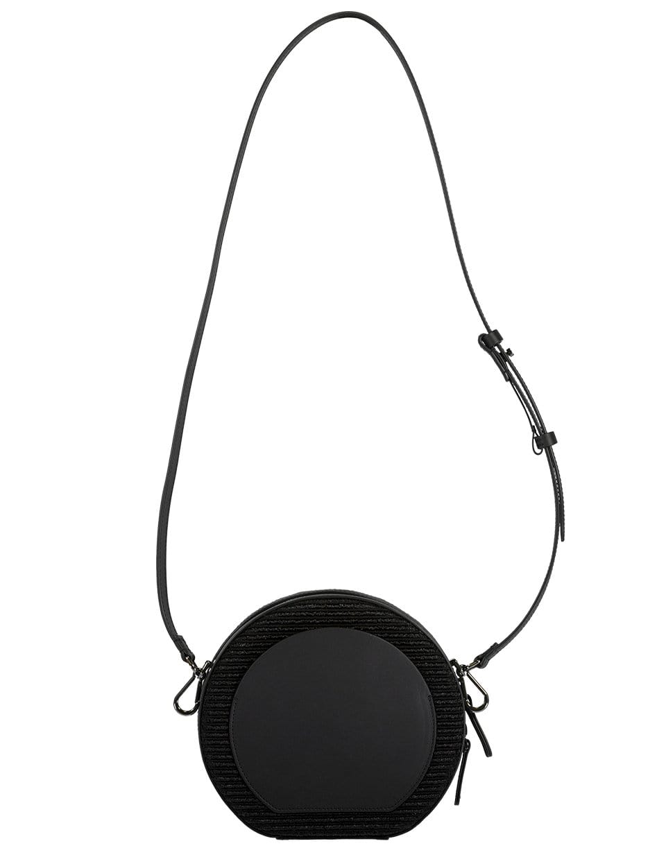 BRUNELLO CUCINELLI-Monili Stripe Raffia Round Bag-BLACK