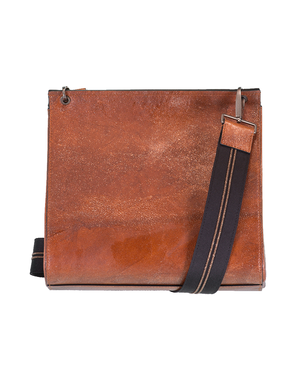 BRUNELLO CUCINELLI-Glitter Leather Crossbody Bag-BRONZE