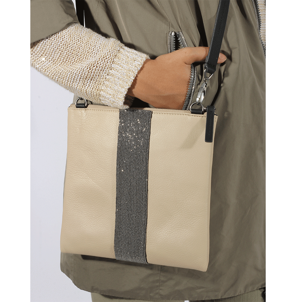 BRUNELLO CUCINELLI-Cross Body Monili Stripe Bag-CANVAS