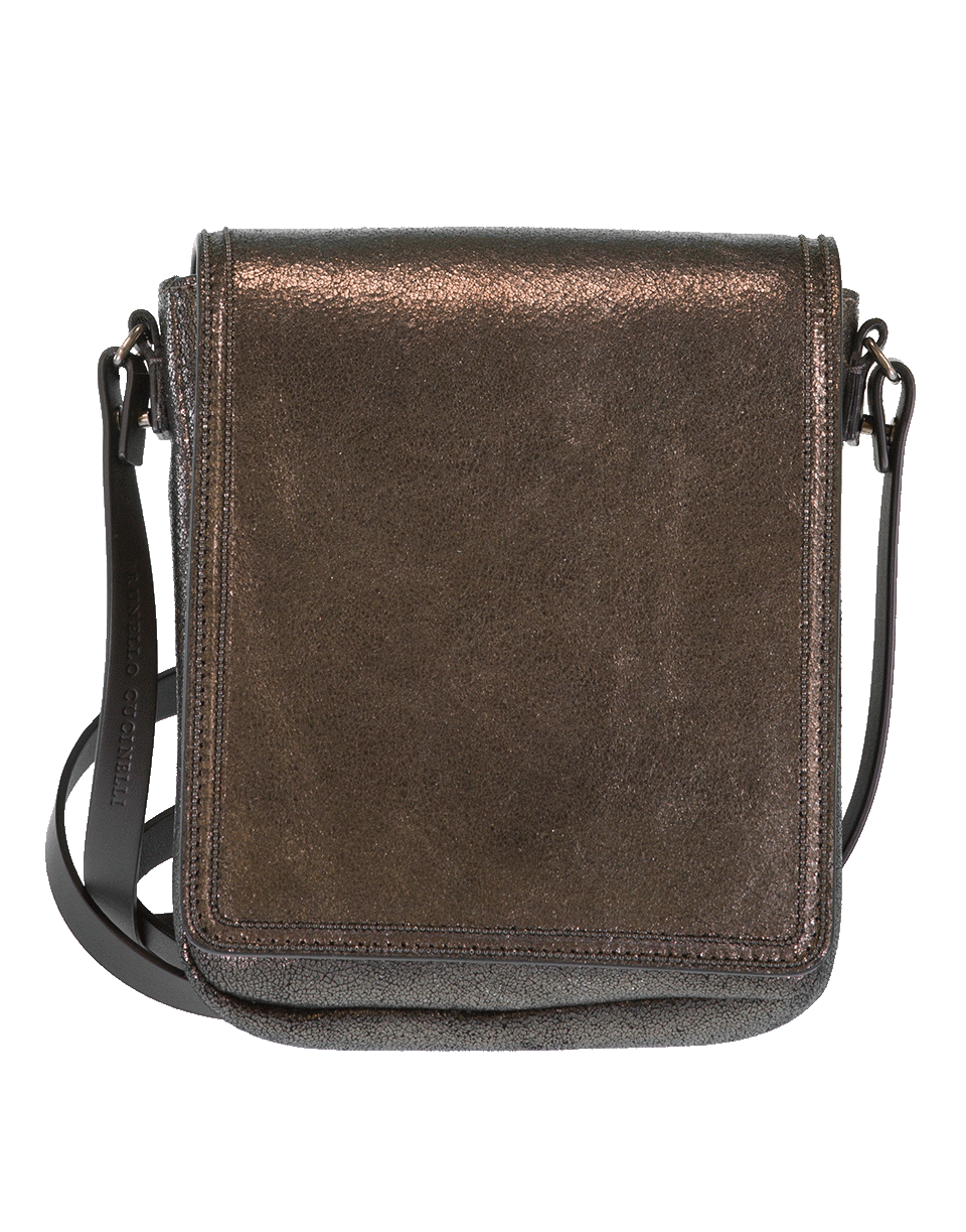 BRUNELLO CUCINELLI-Metallic Cross Body Bag-CHARCOAL