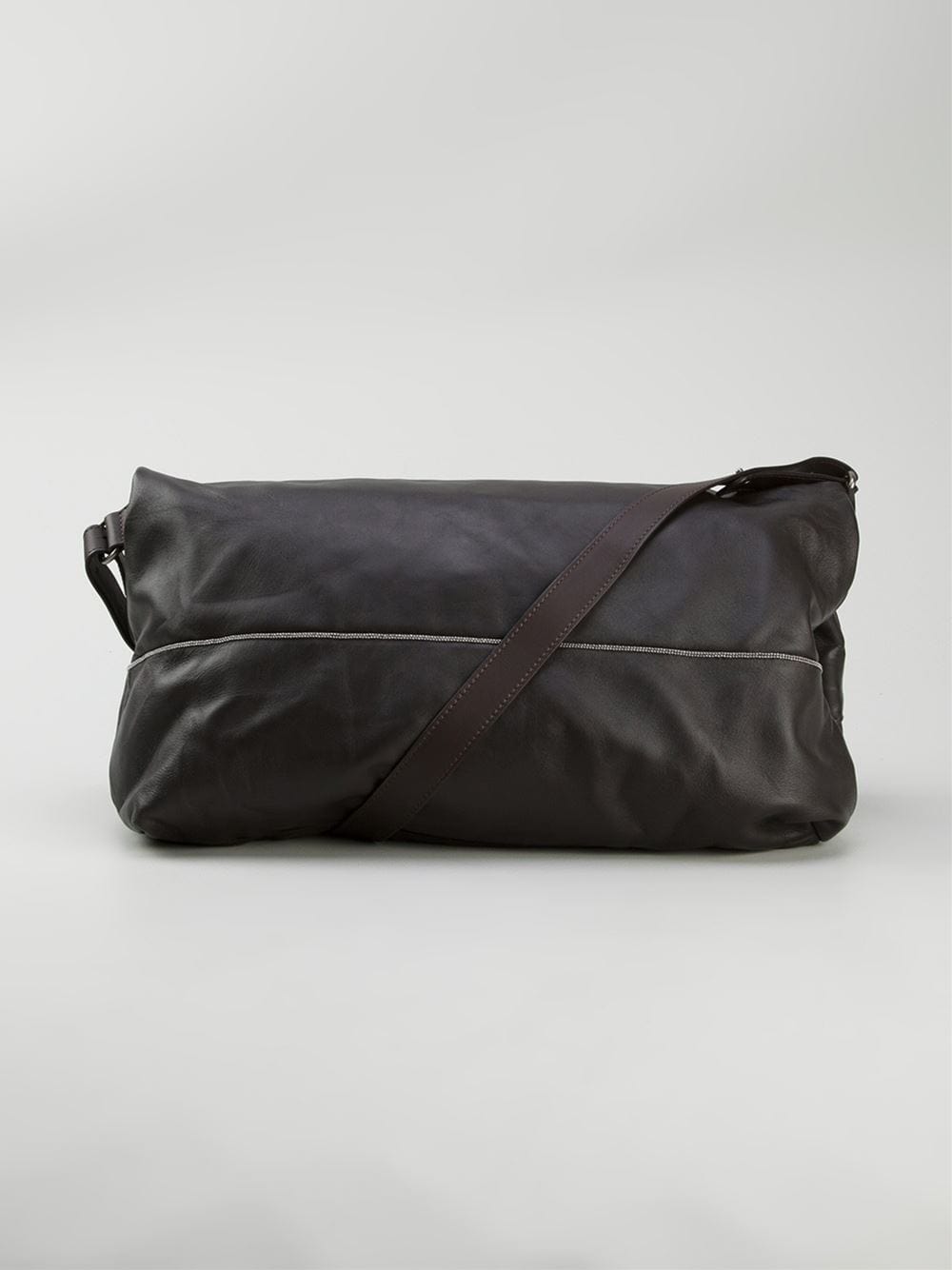 BRUNELLO CUCINELLI-Foldover Messenger Bag-ESPRESSO