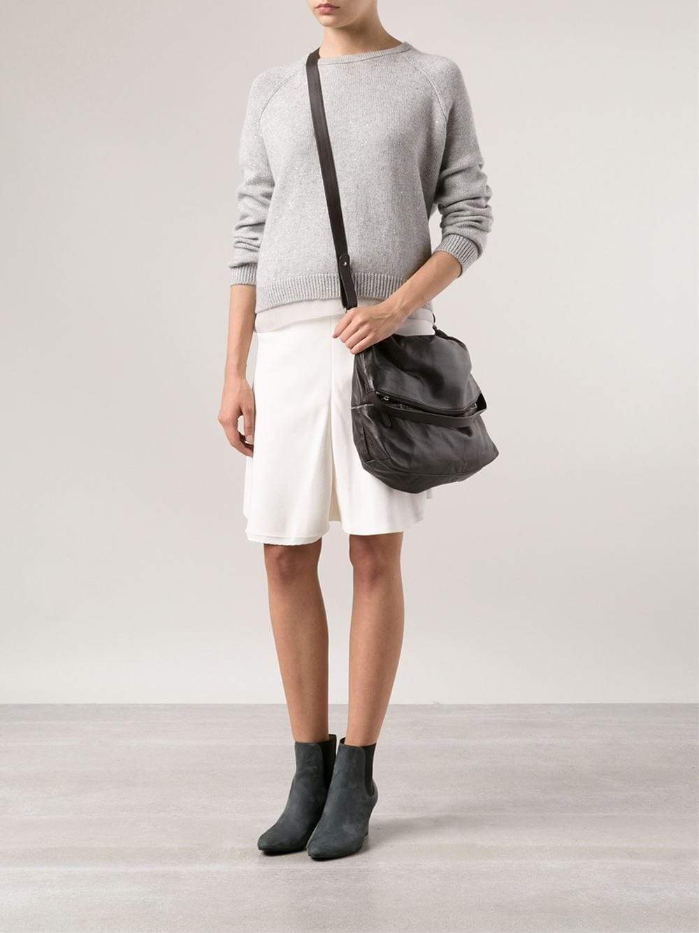 BRUNELLO CUCINELLI-Foldover Messenger Bag-ESPRESSO