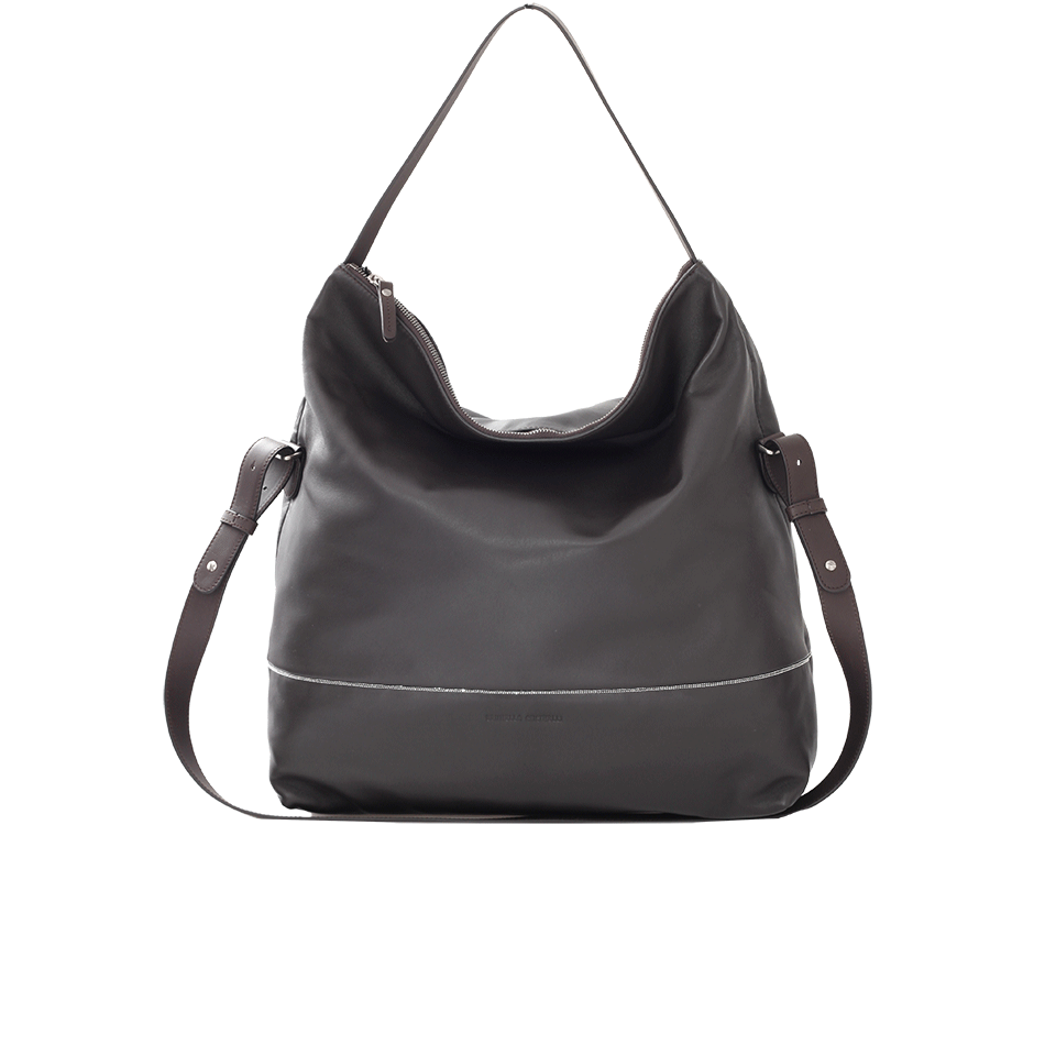 BRUNELLO CUCINELLI-Foldover Messenger Bag-ESPRESSO