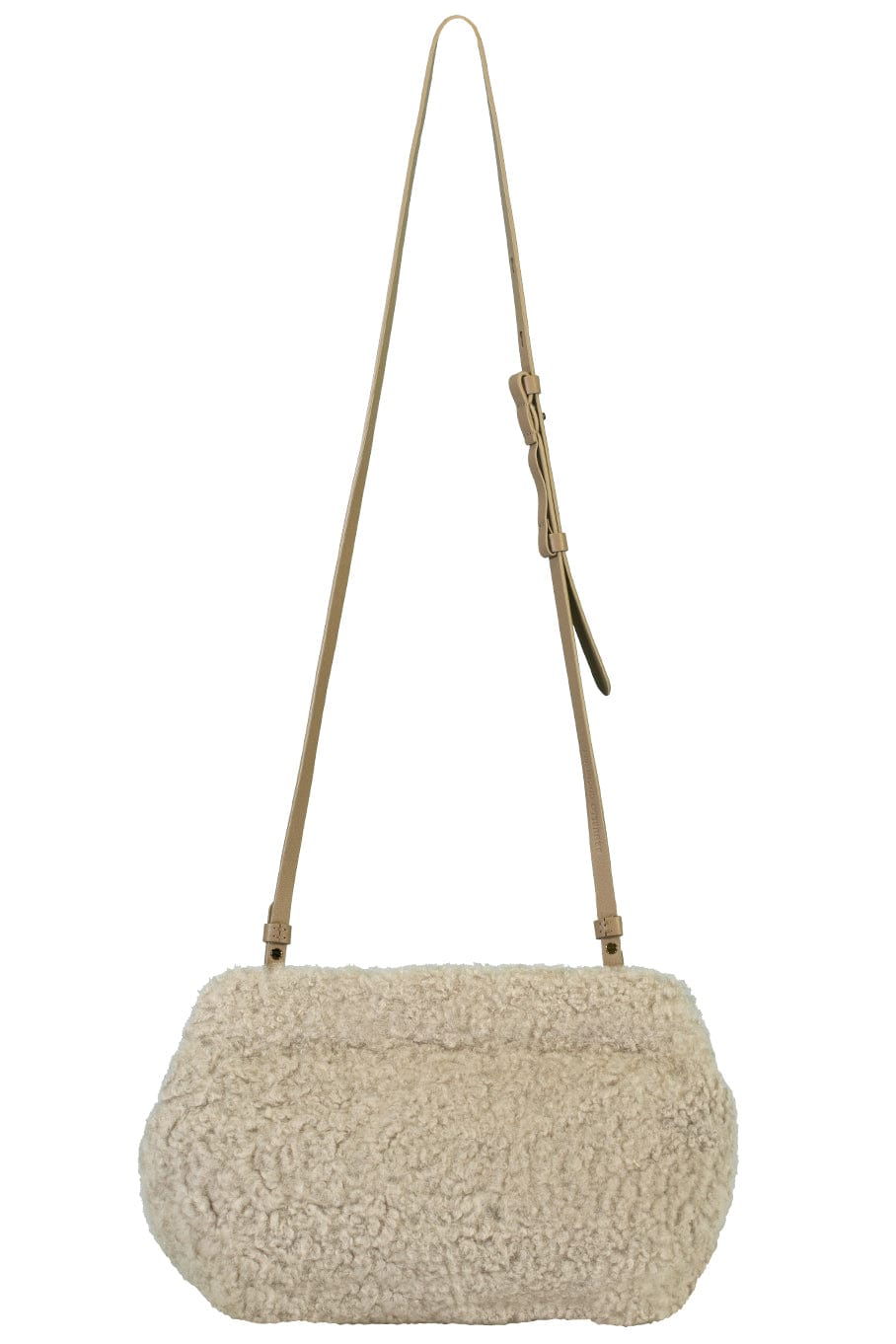 BRUNELLO CUCINELLI-Shearling Bag With Monili Tab-GREY