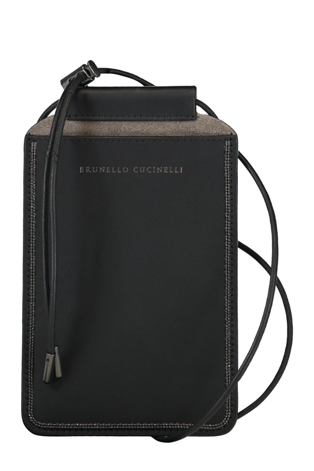 Beaded Trim Leather Phone Bag HANDBAGSHOULDER BRUNELLO CUCINELLI   