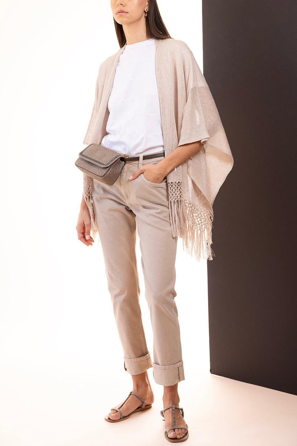 BRUNELLO CUCINELLI-Monili-Detail Woven Bag-NEW ICE