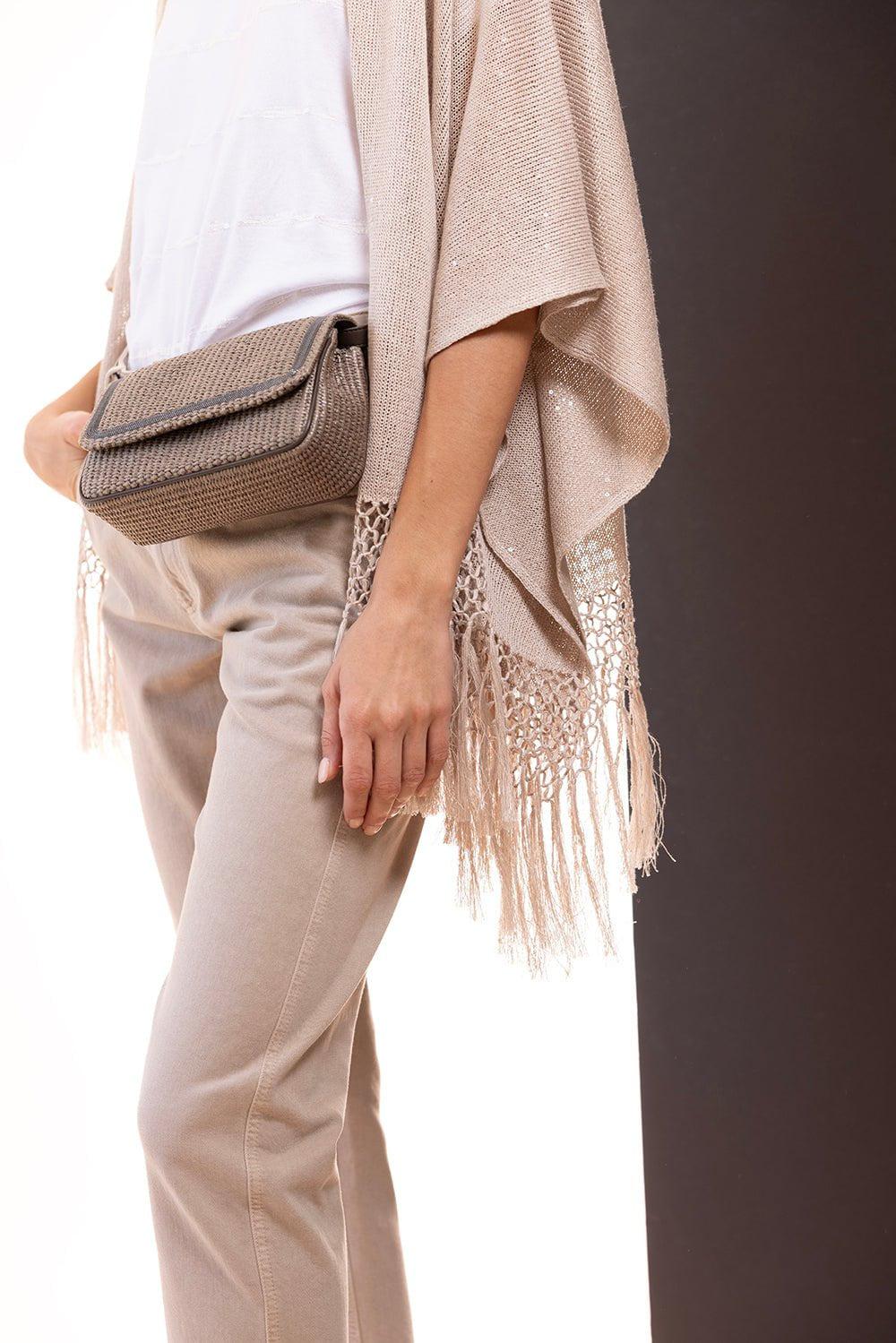 BRUNELLO CUCINELLI-Monili-Detail Woven Bag-NEW ICE