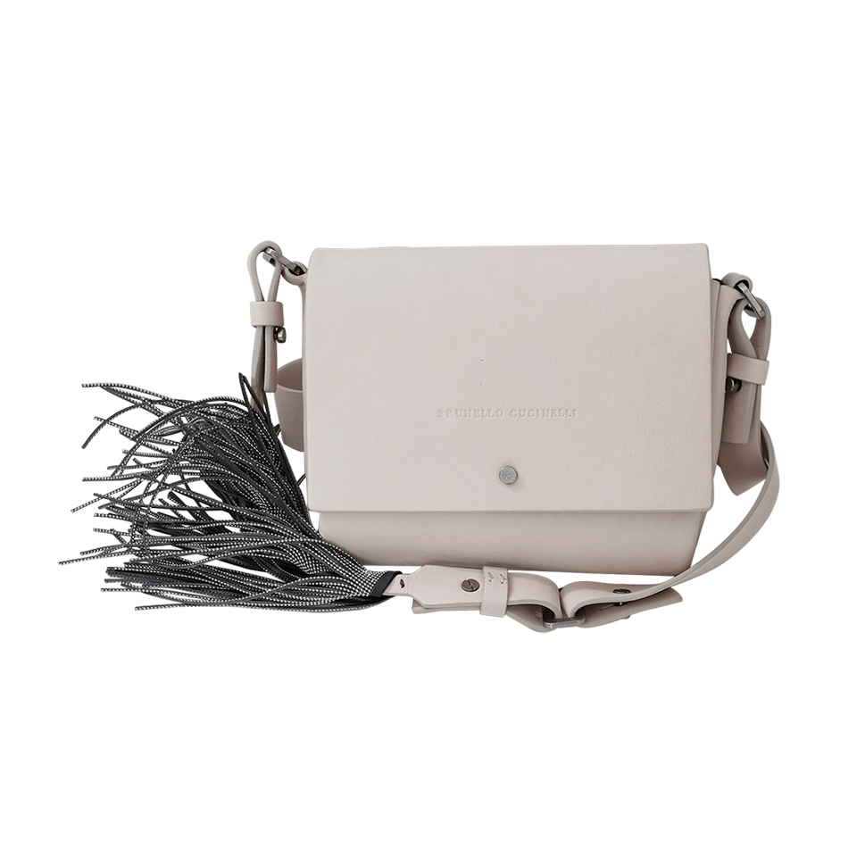 BRUNELLO CUCINELLI-Nubuck Fringe Strap Crossbody-OAT