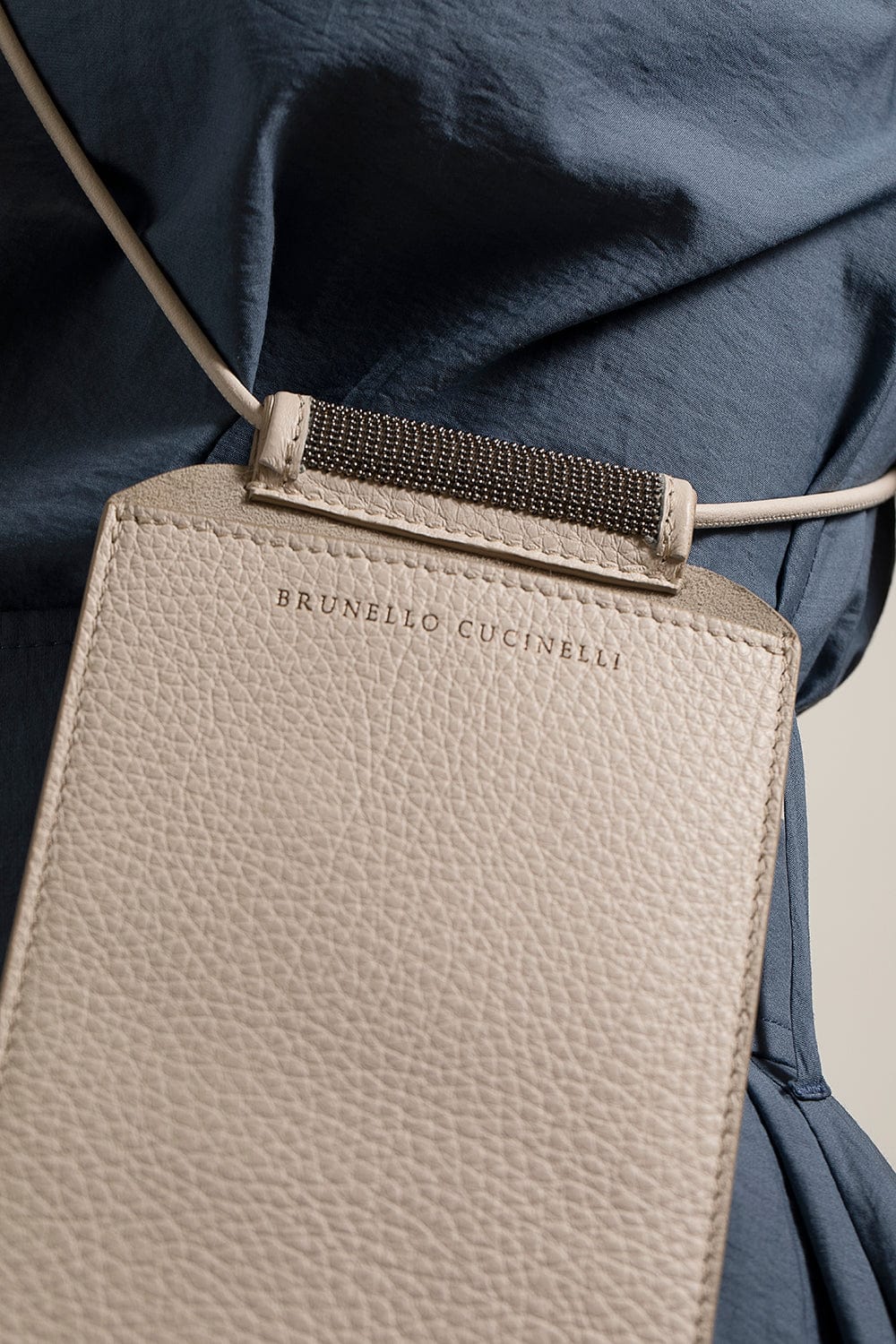 BRUNELLO CUCINELLI-Leather Phone Case-LATTE