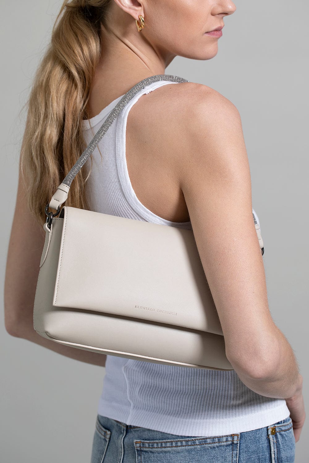 BRUNELLO CUCINELLI-Shoulder Bag With Monili Strap-PANAMA