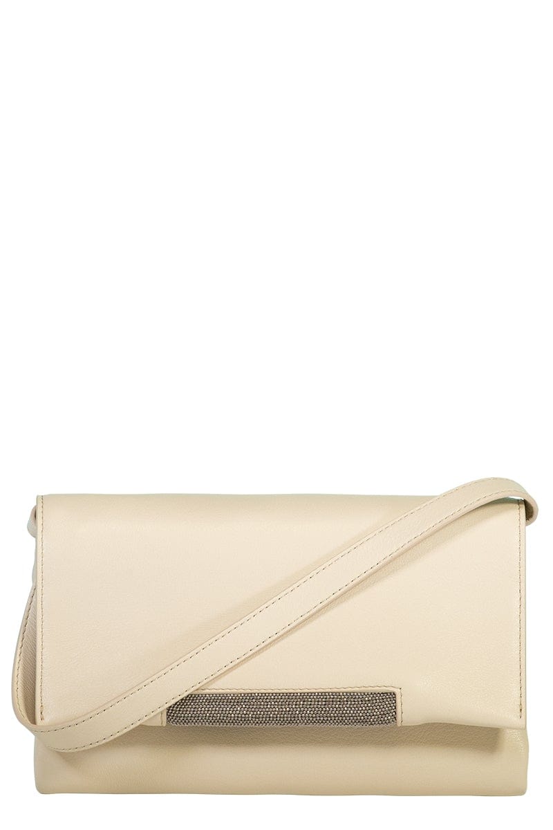 BRUNELLO CUCINELLI-City Bag With Monili Trim-RICE