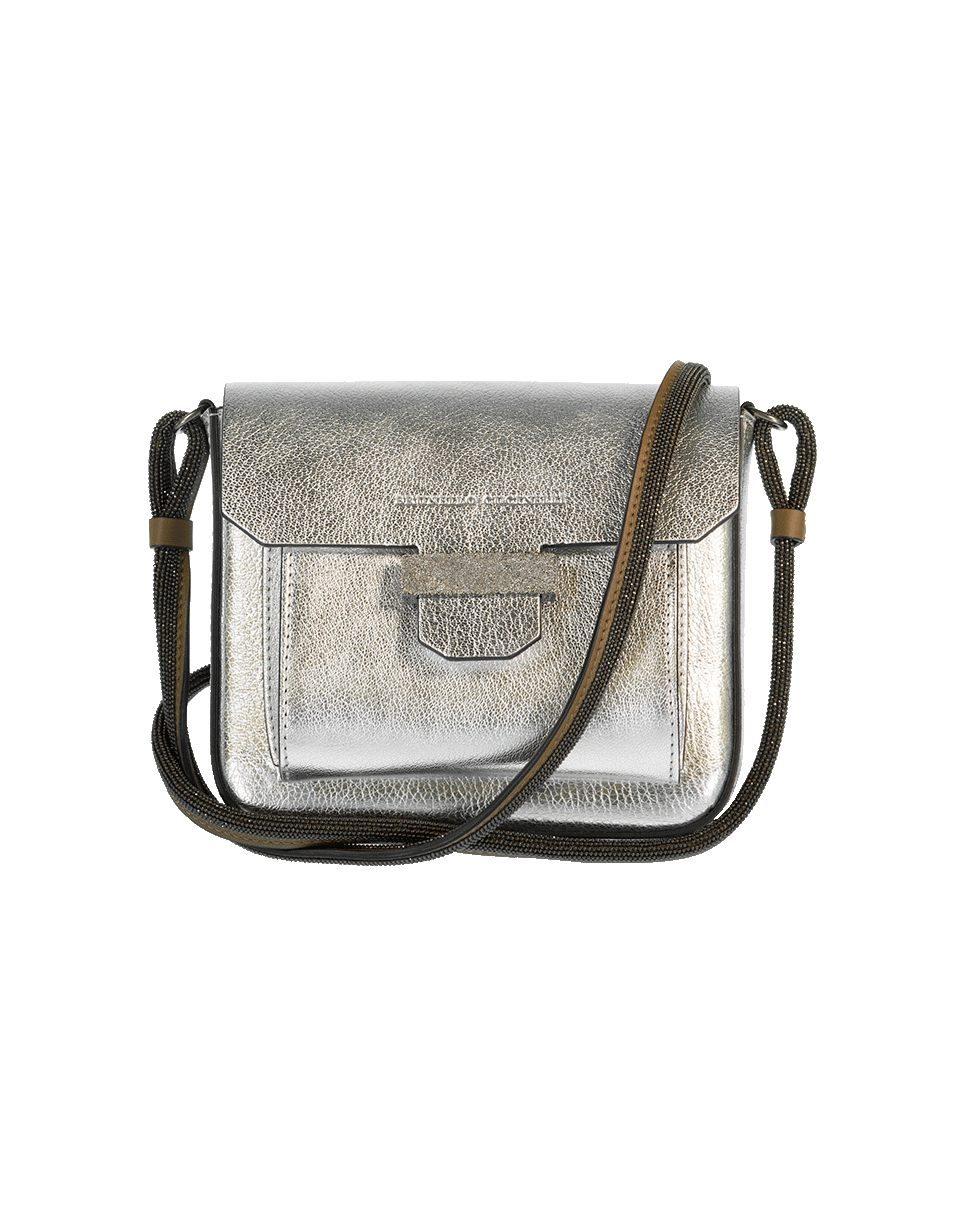 BRUNELLO CUCINELLI-Mini Metallic Shoulder Bag-SILVER