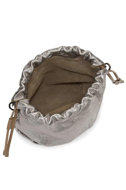BRUNELLO CUCINELLI-Metallic Bucket Bag-TITANIUM