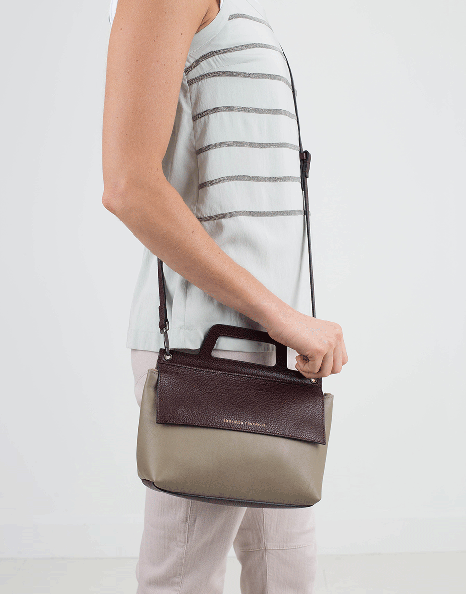 BRUNELLO CUCINELLI-Leather Crossbody-BARK