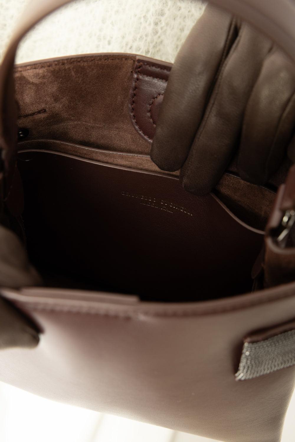 Mini Top Handle Tote Bag - Burgundy-BURGUNDY-O/S-HANDBAGTOP HANDLE-BRUNELLO CUCINELLI