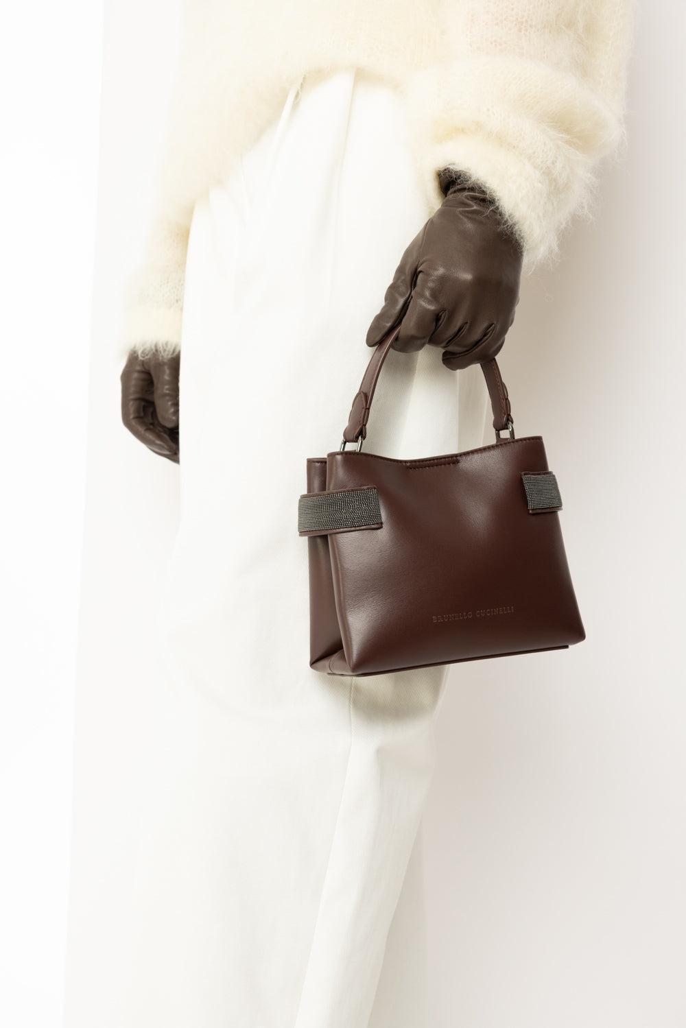 Mini Top Handle Tote Bag - Burgundy-BURGUNDY-O/S-HANDBAGTOP HANDLE-BRUNELLO CUCINELLI